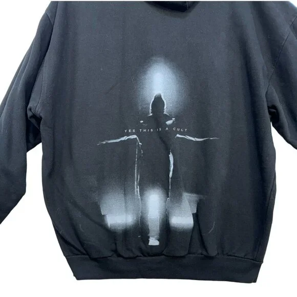 Tultex Black Hoodie Yes This Is A Cult Size Large Black Zip-Up - Picture 12 of 12